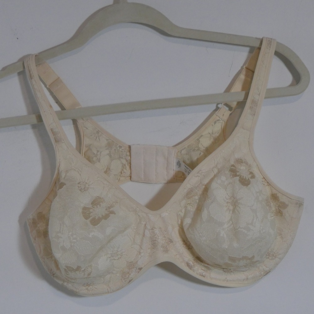 Playtex Women Underwire Bra 40C Cream Floral Lace Feminine 4364